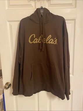 Cabela's Brown Hoodie with Tan Script Logo 3x
